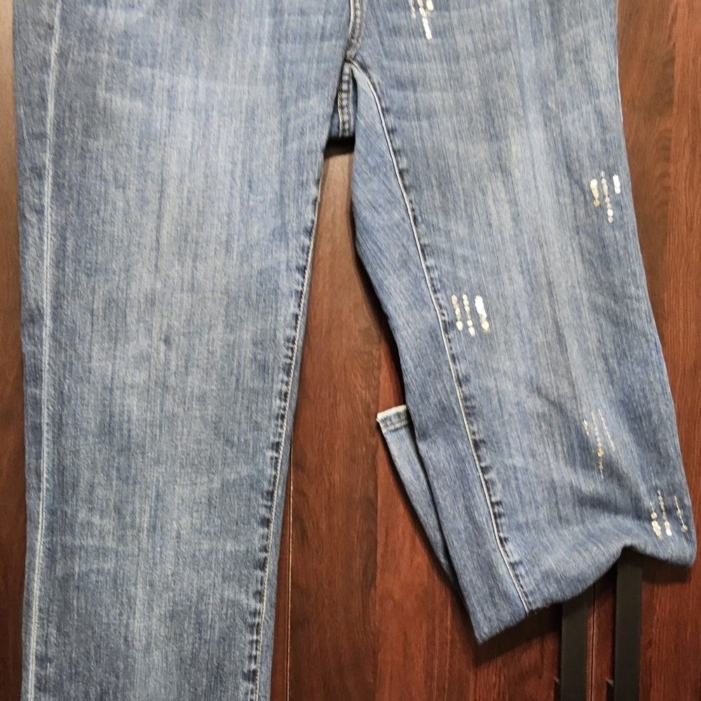 Vantage Seven7 Light Blue Premium Denim with Gold And Silver Sequined Accents.